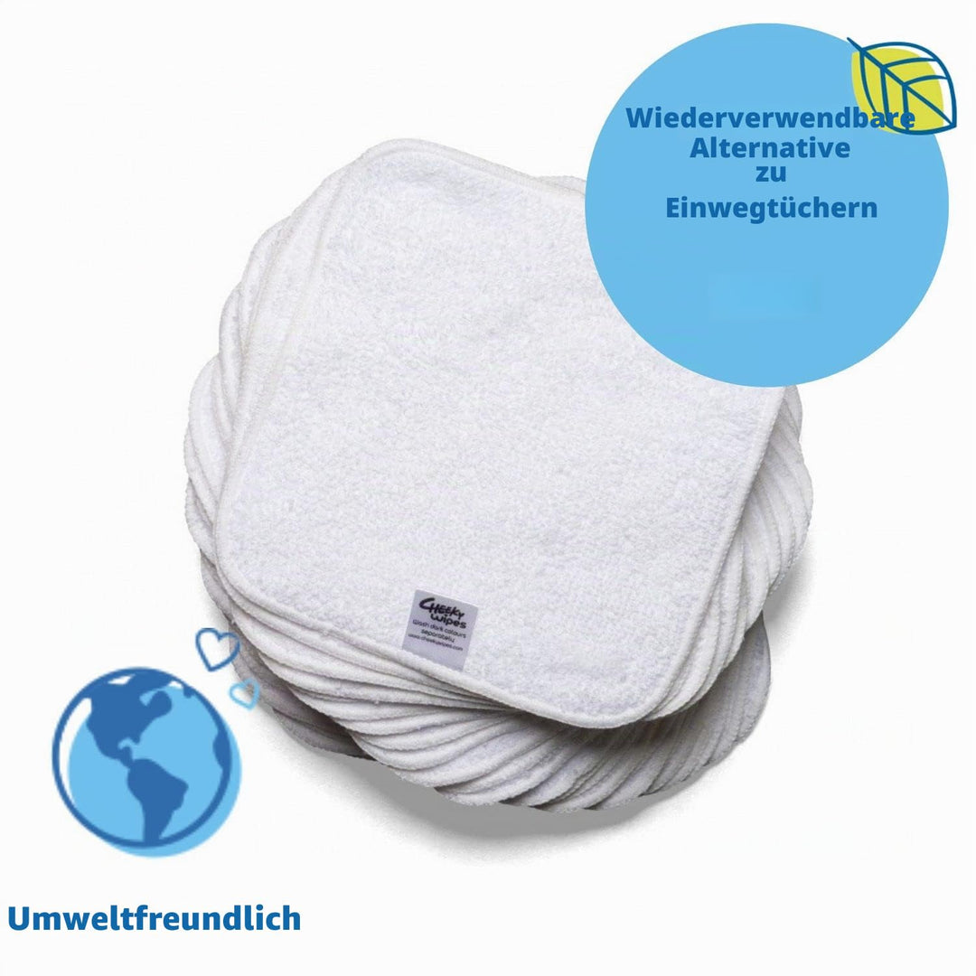 Cheeky Wipes - Babytücher aus Baumwolle, weiss, 25 Stück - 15 x 15 cm