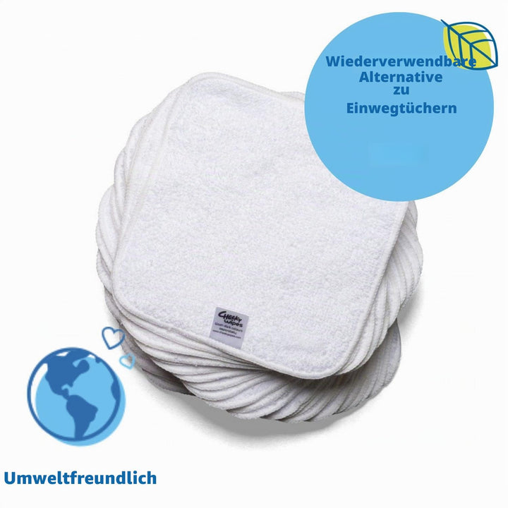 Cheeky Wipes - Babytücher aus Baumwolle, weiss, 25 Stück - 15 x 15 cm