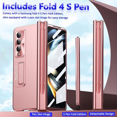 Miimall Kompatibel mit Samsung Galaxy Z Fold 4 Hülle mit S Pen+Displayschutz+Kameraschutz, [Scharnie