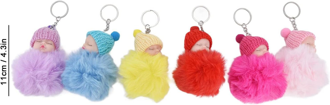 Zerodis Babypuppe Schlüsselanhänger, 11cm Schöne Mädchen Spielzeugpuppe Tragen Strickmütze Schlüssel