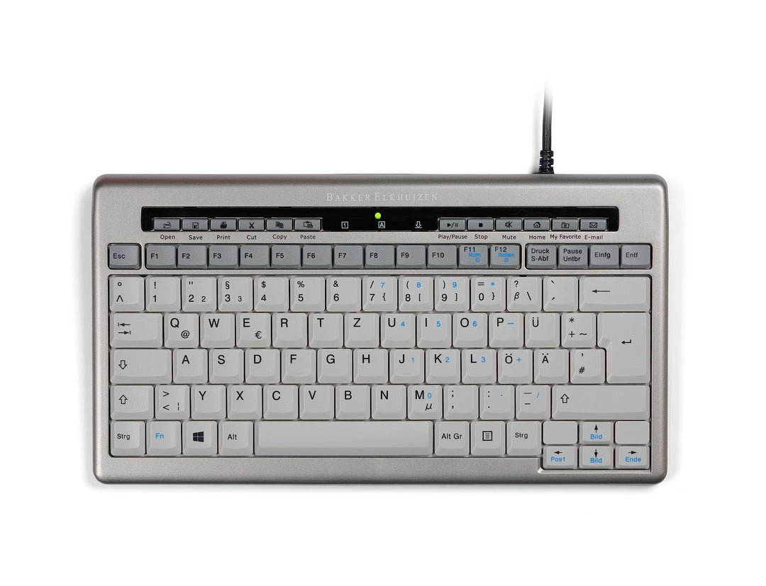 BakkerElkhuizen S-Board 840 Compact Tastatur, deutsches Layout QWERTZ, Kabelgebunden, Hellgrau/Weiss