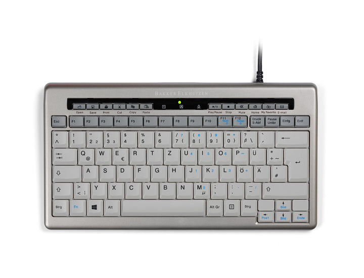 BakkerElkhuizen S-Board 840 Compact Tastatur, deutsches Layout QWERTZ, Kabelgebunden, Hellgrau/Weiss