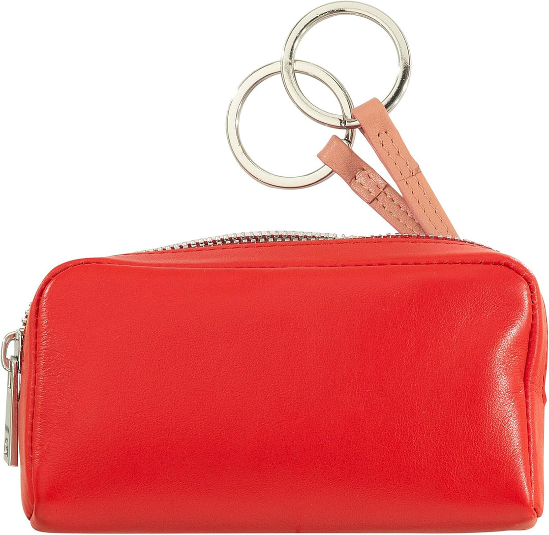 DUDU Bunte Unisex Schlüsseltasche in echtem Kalbsleder Flammenrot, Flammenrot