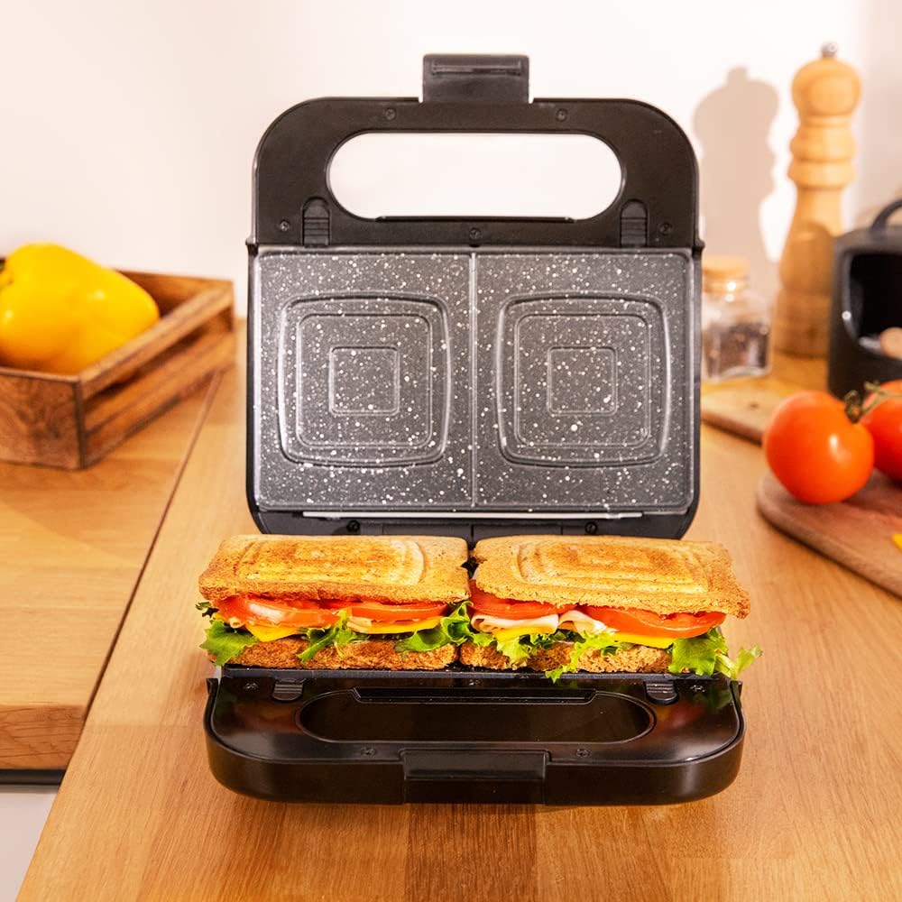 Cecotec 04309 Rock´nToast 4in1 sandwichtoaster, Acero inoxidable, Negro Grill + Quadrate + Dreiecke