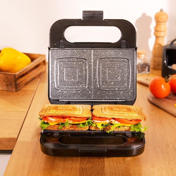 Cecotec 04309 Rock´nToast 4in1 sandwichtoaster, Acero inoxidable, Negro Grill + Quadrate + Dreiecke