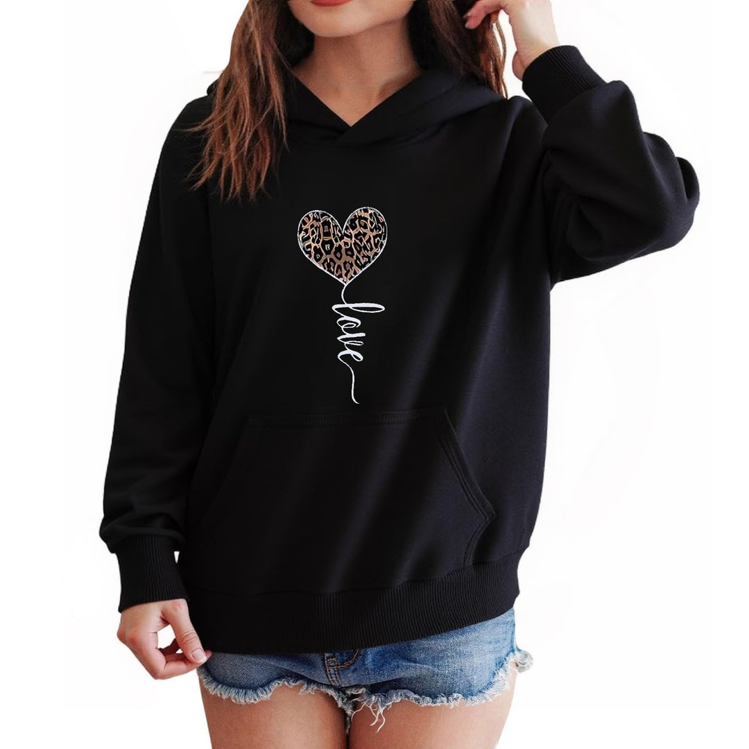 Hoodie Mädchen Kapuzenpullover Leopard Drucke Sweatshirt mit Kapuzen Casual Baumwolle Pullover Langa