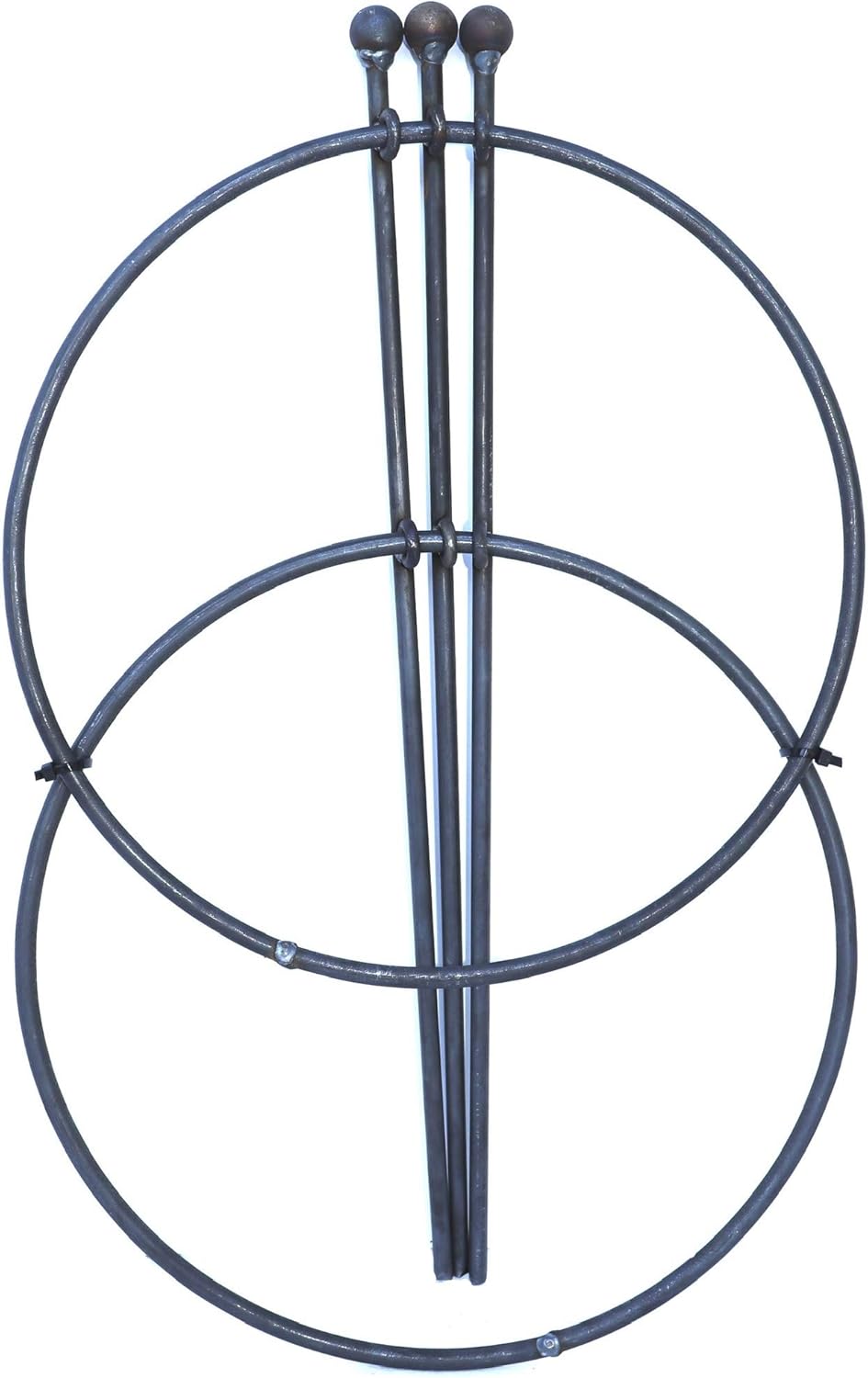 Hirsch Terracotta Staudenhalter sehr stabil Ø: 30 cm Höhe: 50 cm mit Doppelring aus Metall in Edelro