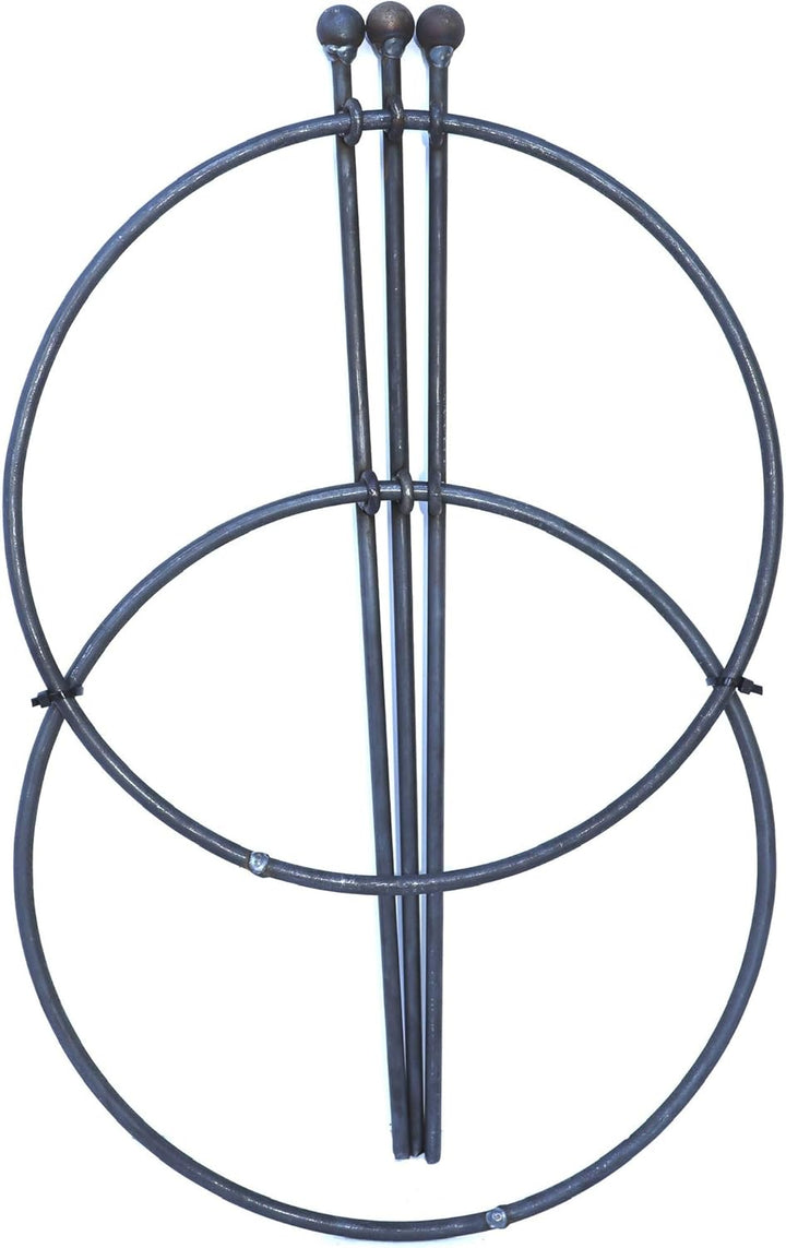 Hirsch Terracotta Staudenhalter sehr stabil Ø: 30 cm Höhe: 50 cm mit Doppelring aus Metall in Edelro
