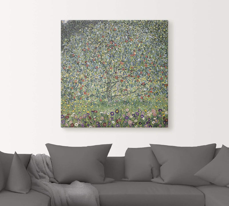 ARTland Leinwandbild Wandbild Bild auf Leinwand 70x70 cm Wanddeko Natur Pflanzen Baum Blumen Apfelba