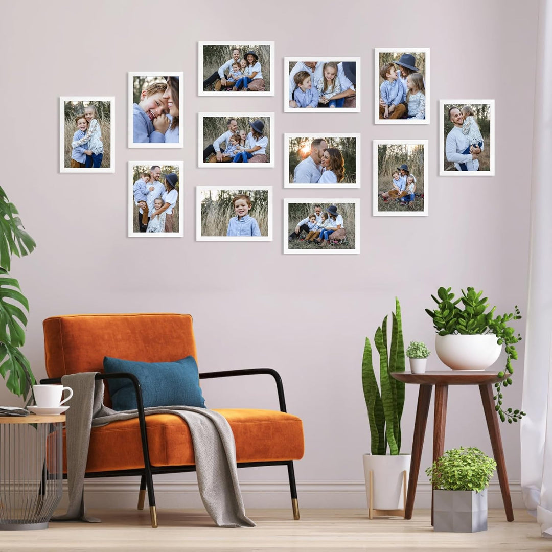 EXYGLO 12er Set Bilderrahmen DIN A4 (21x29,7 cm) - Weisse Rahmen für Fotos/Kunstwerke/Urkunden/Dokum