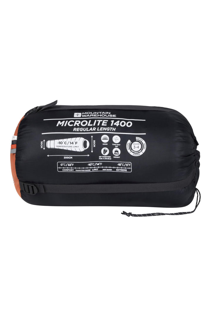 Mountain Warehouse Microlite 1400 Schlafsack Licht Koralle Reissverschluss links - reg. Länge (200cm