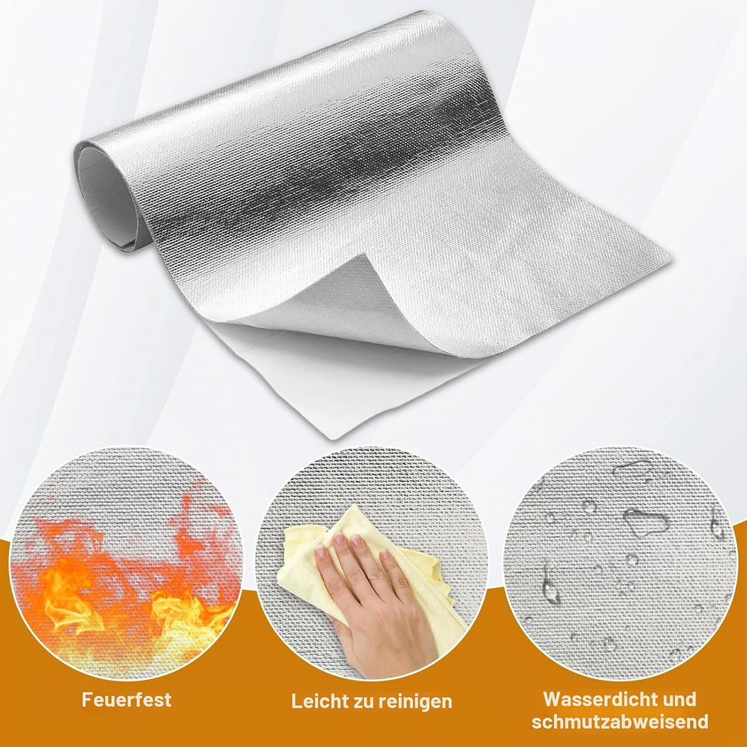 Aluminisierte Hitzeschutzmatte,Hitzeschutzmatte Selbstklebend Kleberücken Aluminium Glasfaser Blatt,