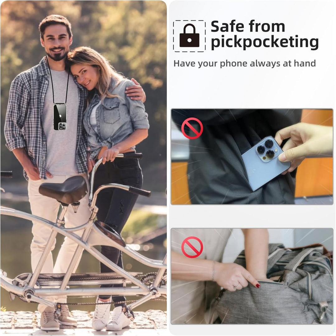Handykette für iPhone 16 Pro Max Hülle mit Band, Necklace Handyhülle, Transparente Schutzhülle zum U