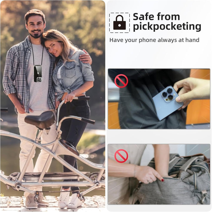 Handykette für iPhone 16 Pro Max Hülle mit Band, Necklace Handyhülle, Transparente Schutzhülle zum U