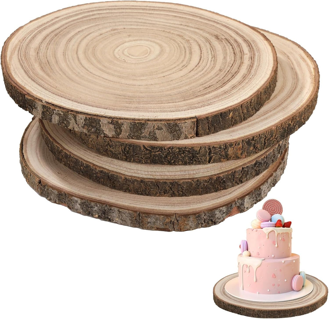 4 Stück Paulownia Holzscheiben 30-35 cm, Unbehandelte Holzscheiben für Bastelarbeiten, 2 cm dick, Na