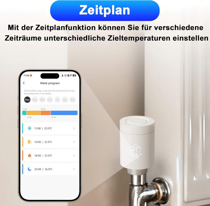 Smart Thermostat-Heizkörperthermostat, Thermostatisches Heizkörperventil, Kompatibel mit Alexa/Googl