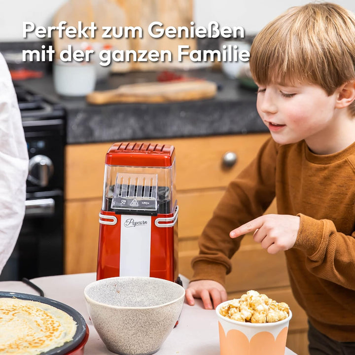 Gadgy Popcornmaschine Heissluft - Retro Popcorn Maker - Popcorn Maschine für Fettfreies Ölfreies Pop