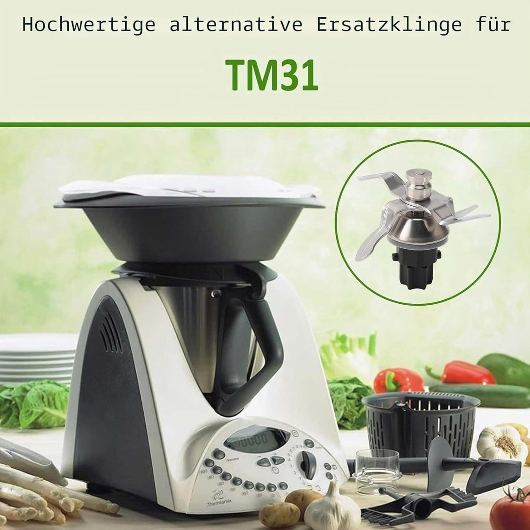 Messer für Thermomix TM31,TM31 Ersatzklinge mit Dichtungsring,Ersatzmesser Edelstahl Ersatzteile Kom