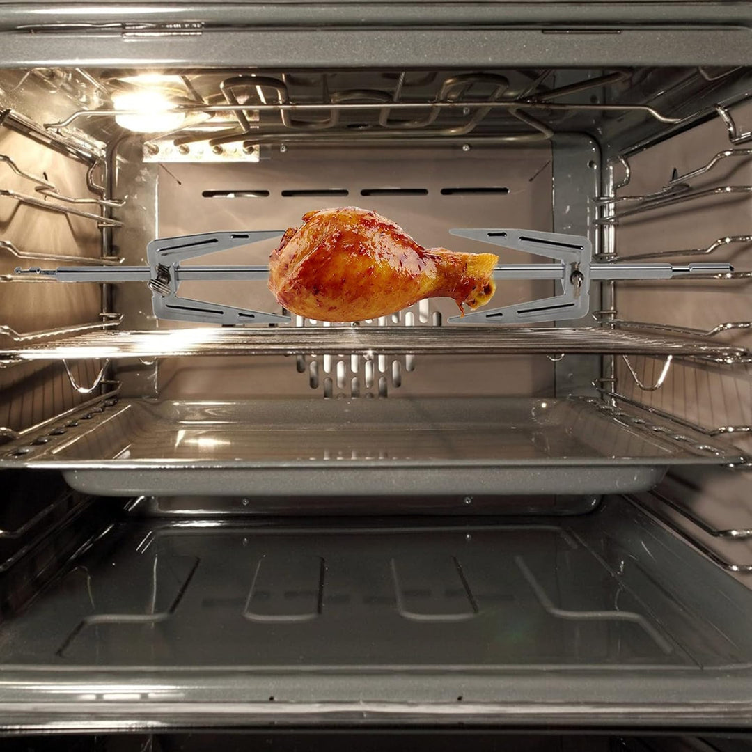 Grillspiess, Edelstahl Schaschlikspiesse, 27cm Rotierende Grill Fleischnadeln Rotisserie Gabel Brath