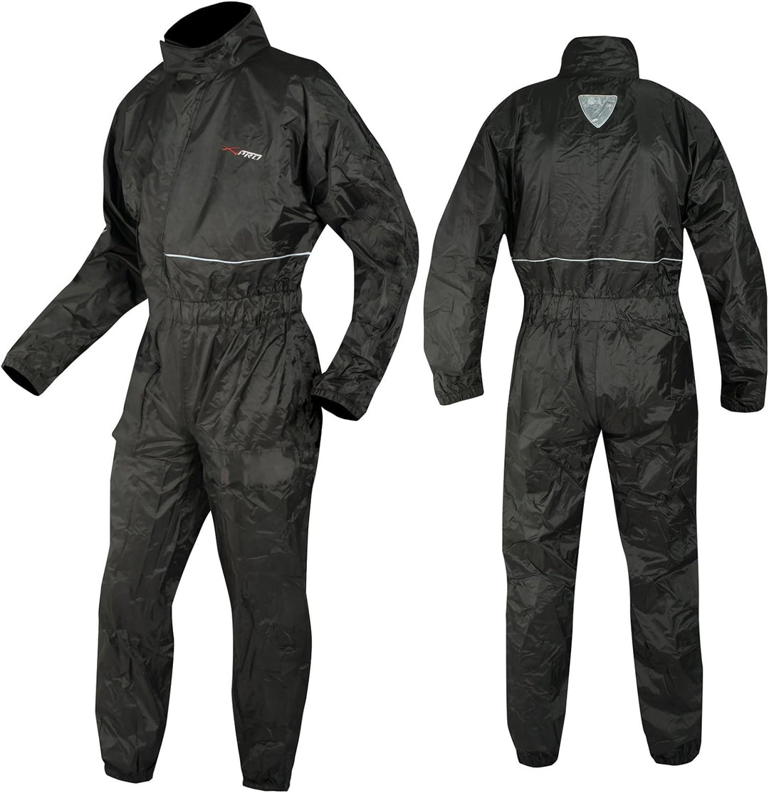 A-Pro Motorcycle Motorbike Waterproof Full Body One pc Rain Suit Scooter Black L