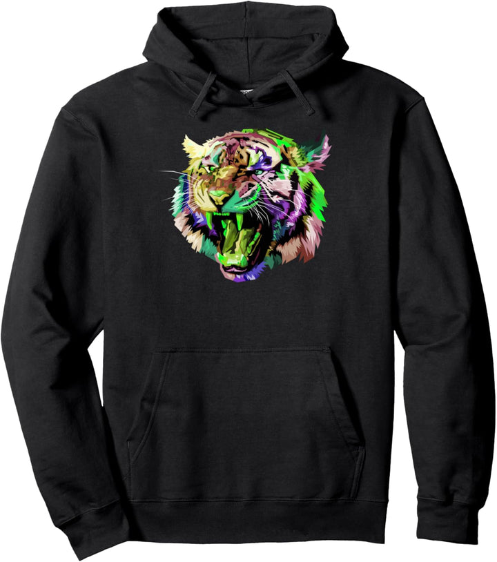 Niedliche, bunte Tiger-Grafik Pullover Hoodie