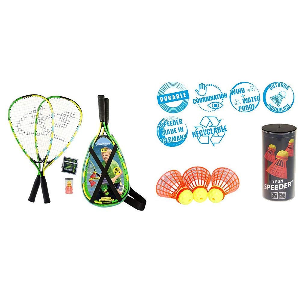 Speedminton® Junior Set – Original Speed Badminton/Crossminton Kinder Set inkl. 2 FUN Speeder®, Tasc