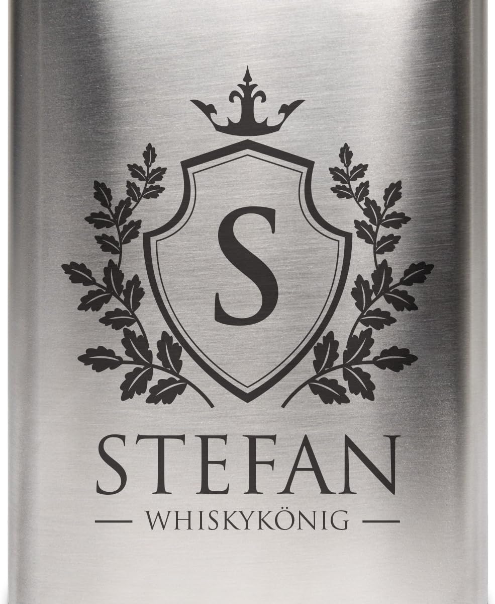 Flachmann Edelstahl 8oz. 237 ml mit individueller Gravur - Whiskykönig, Whiskykönig