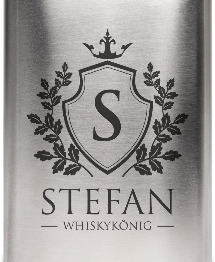 Flachmann Edelstahl 8oz. 237 ml mit individueller Gravur - Whiskykönig, Whiskykönig