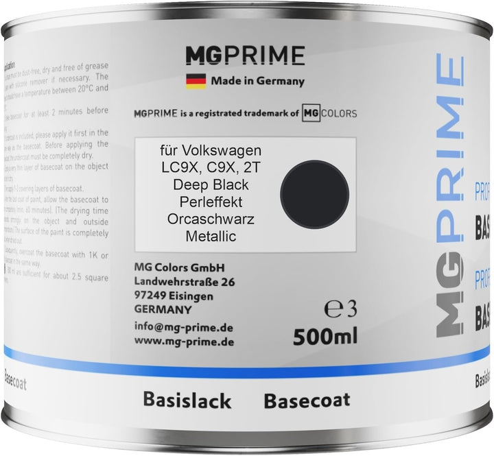 MG PRIME Autolack Dose spritzfertig für Volkswagen VW LC9X / 2T Deep Black Perleffekt/Orcaschwarz Me