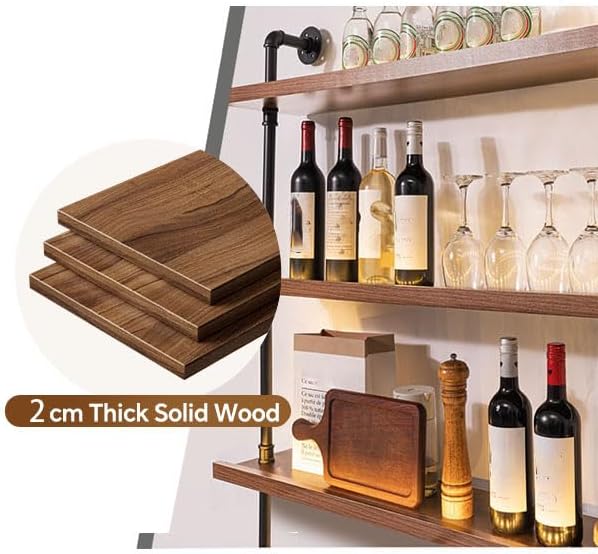Weinregal Wand, Industrieller Massivholz Weinpareite Display Rack, 3 Ebenen Weinflaschenhalter Wandm
