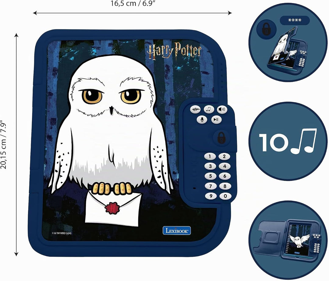 Lexibook, Harry Potter, Hedwig, elektronisches Tagebuch mit Stift und Notizbuch inklusive, interakti