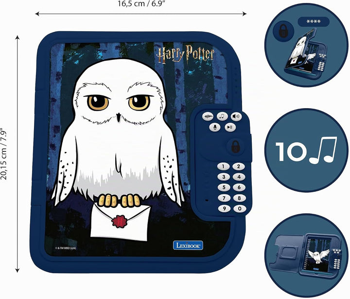 Lexibook, Harry Potter, Hedwig, elektronisches Tagebuch mit Stift und Notizbuch inklusive, interakti
