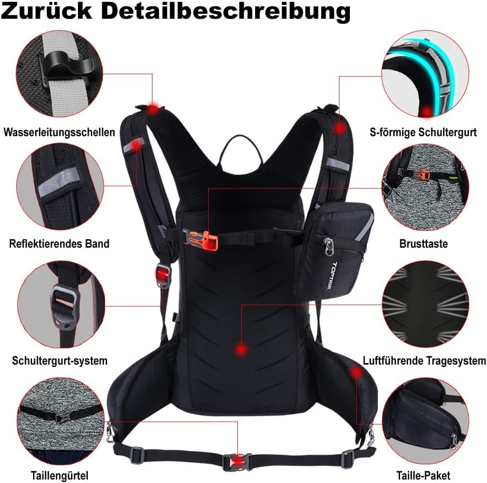 toptrek Fahrradrucksack Wasserdicht 20L,Ultraleicht Rucksack für Damen &amp; Herren,Fahrrad Rucksack mit