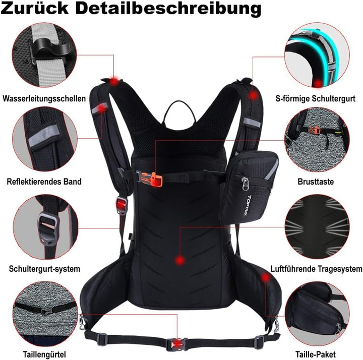 toptrek Fahrradrucksack Wasserdicht 20L,Ultraleicht Rucksack für Damen &amp; Herren,Fahrrad Rucksack mit