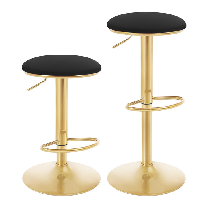 WOLTU Barhocker 2er Set, 60-80,5 cm Höhenverstellbar, Samt, Schwarz | Ergonomischer Barstuhl, mit Fu