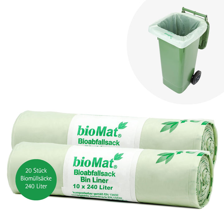 240 Lt. BIOMAT kompostierbare Abfallsäcke (2 x 10 Stk. Müllsäcke) 240l (20 Stk.), 240l (20 Stk.)