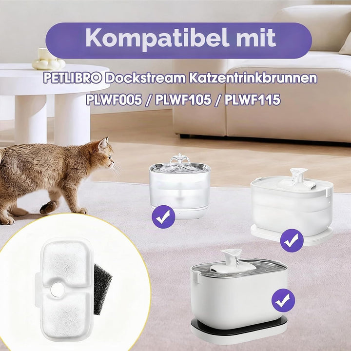 12 Stück Katzenbrunnen Filter für Petlibro Dockstream Trinkbrunnen PLWF005 / PLWF105 / PLWF115, Filt