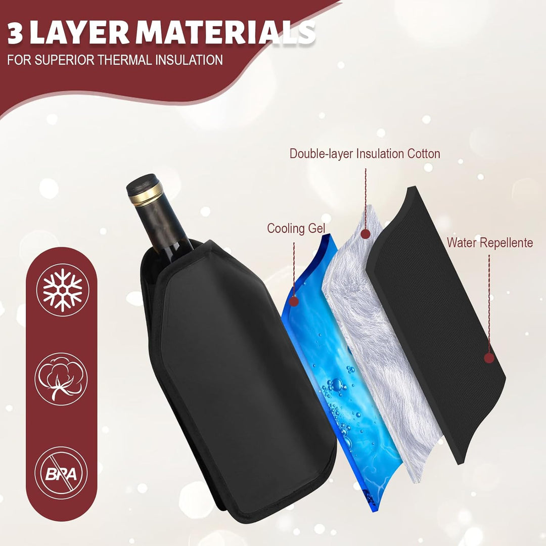 Weinkühler Manschette 2er Set Kühlhülle für Weinflaschen Kühlmanschette für Wein &amp; Sekt, Flaschenküh