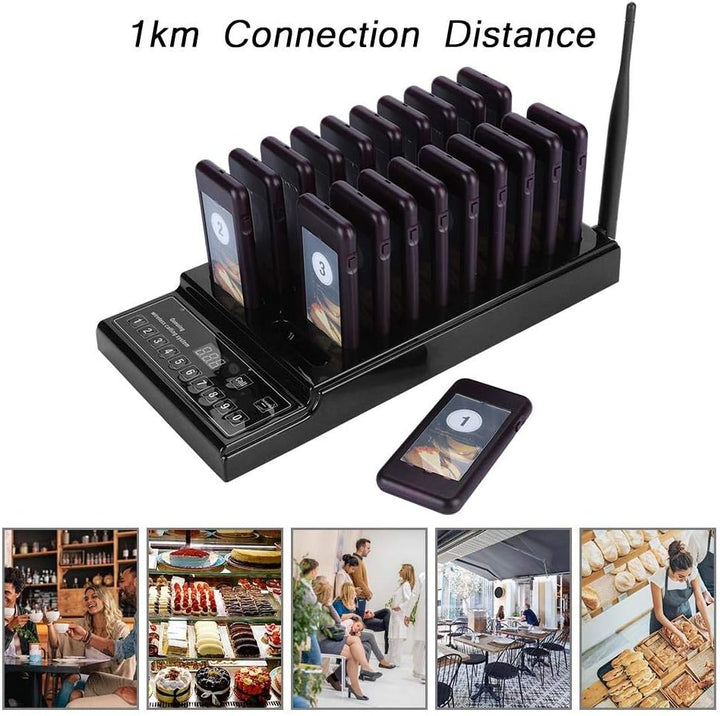 Vikye Restaurant-Gäste-Pager-System, 999-Kanal-WLAN-Warteschlangenrufsystem mit 20 Empfängern für Ca