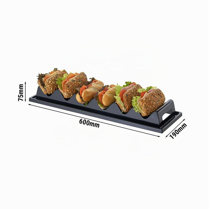 APS 11889 Snackpresenter/Snackwelle - 6 Mulden, 60 x 19 cm, Höhe 7,5 cm, Polystyrol, schwarz, mit Sa