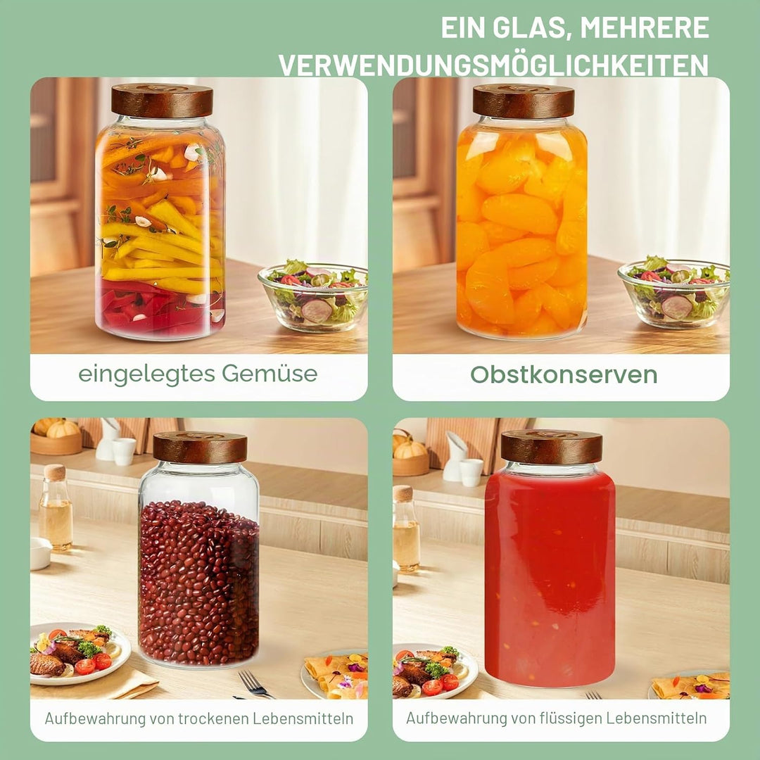 GäRbehäLter 2.8L, FermentiergläSer Kimchi BehäLter Fermentationsglas, Fermentierglas Mit Gewicht 1 A