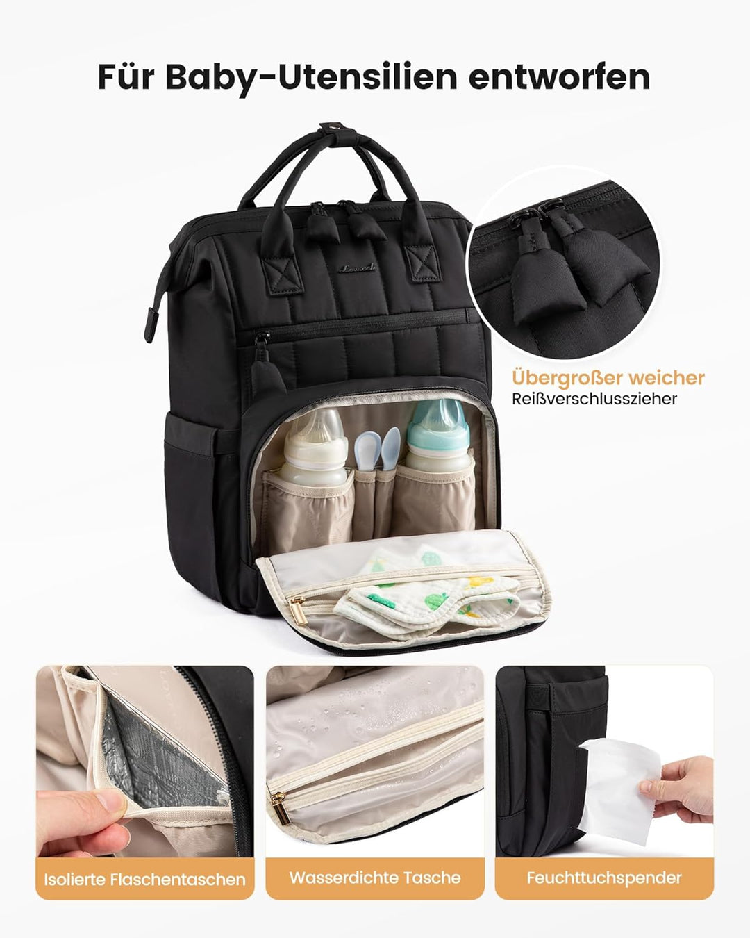 LOVEVOOK Wickelrucksack Gross, Baby Wickeltasche Rucksack Diaper Bag mit Wickelunterlage, Wasserabwe