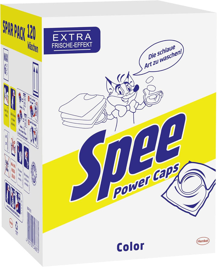 Spee Power Caps Color 3+1, Colorwaschmittel, 120 Waschladungen, Reinheit, Strahlkraft und hygienisch