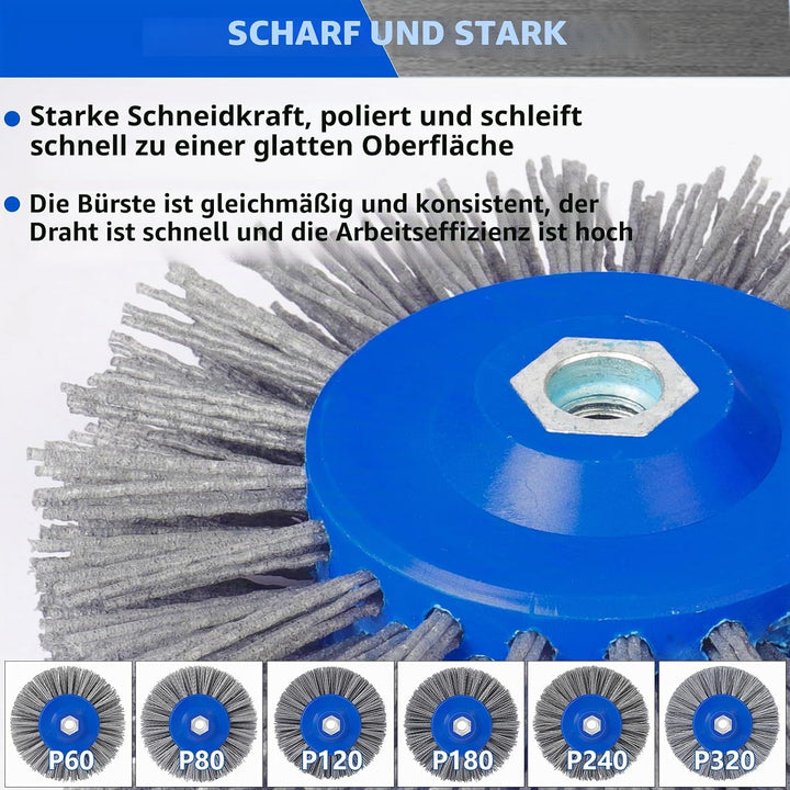 Schleifbürsten 60 Körnung 150mm Nylonbürste Drahtziehrad Pinsel Polierbürste für Satiniermaschine Po
