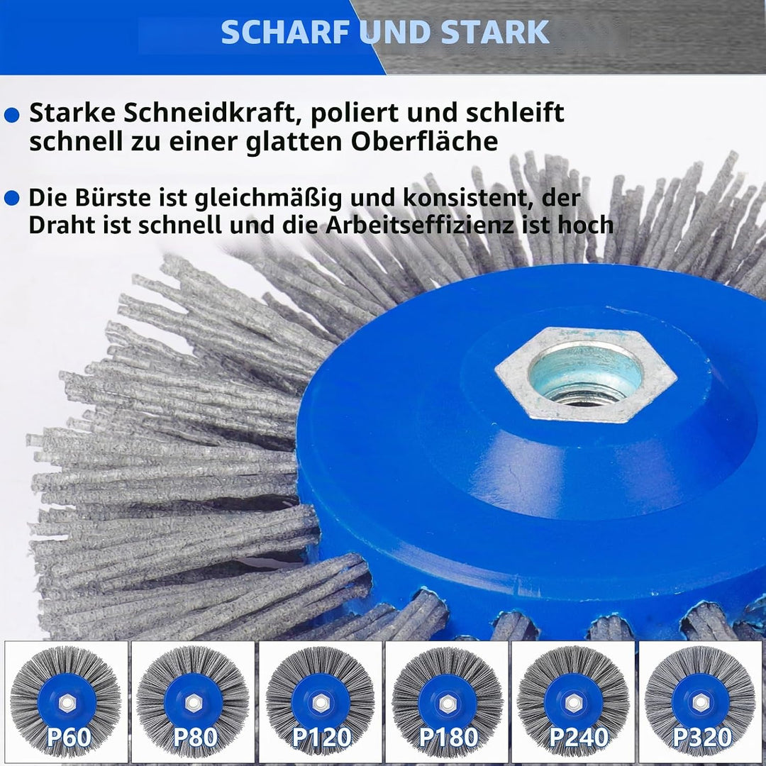Schleifbürsten 80 Körnung 150mm Nylonbürste Drahtziehrad Pinsel Polierbürste für Satiniermaschine Po