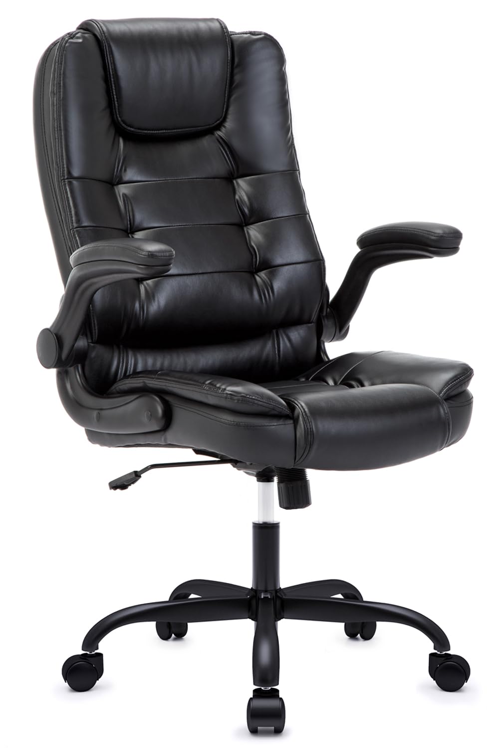 IWMH Ergonomischer Bürostuhl 180KG, Schreibtischstuhl PU Leder mit Hochklappbaren Armlehnen, Chefses