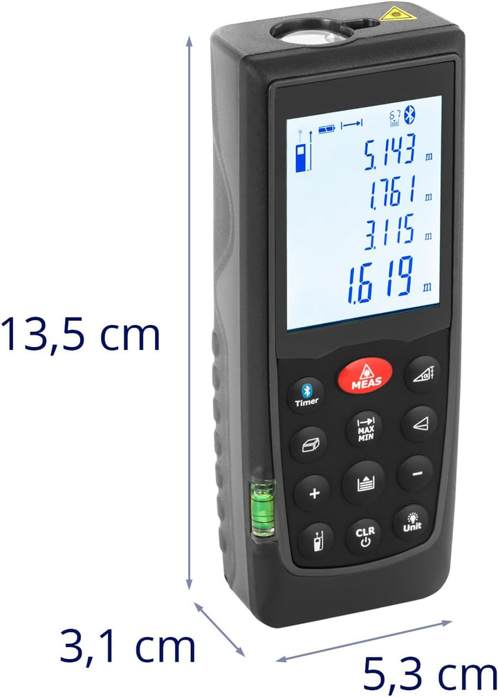 Steinberg Systems Laser-Entfernungsmesser mit hellem LCD bis 70 m und 1,5 mm Genauigkeit m, ft, in B