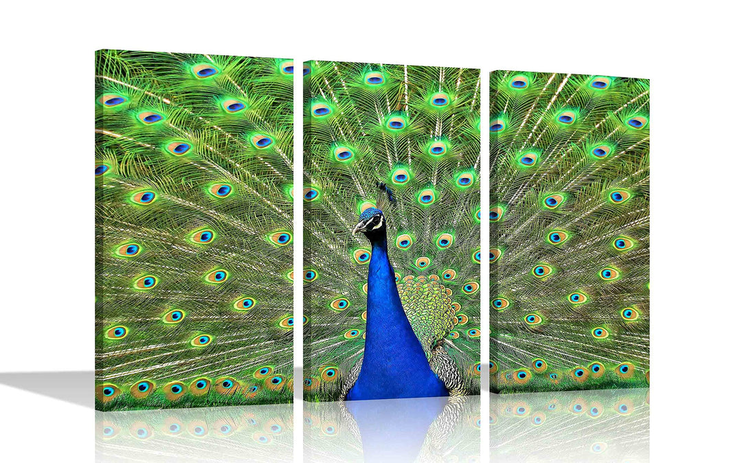 Pfauen-Leinwand-Kunstdrucke, abstrakte blaue Bilder, Vogel-Kunstwerk für Zuhause, Büro, Schlafzimmer
