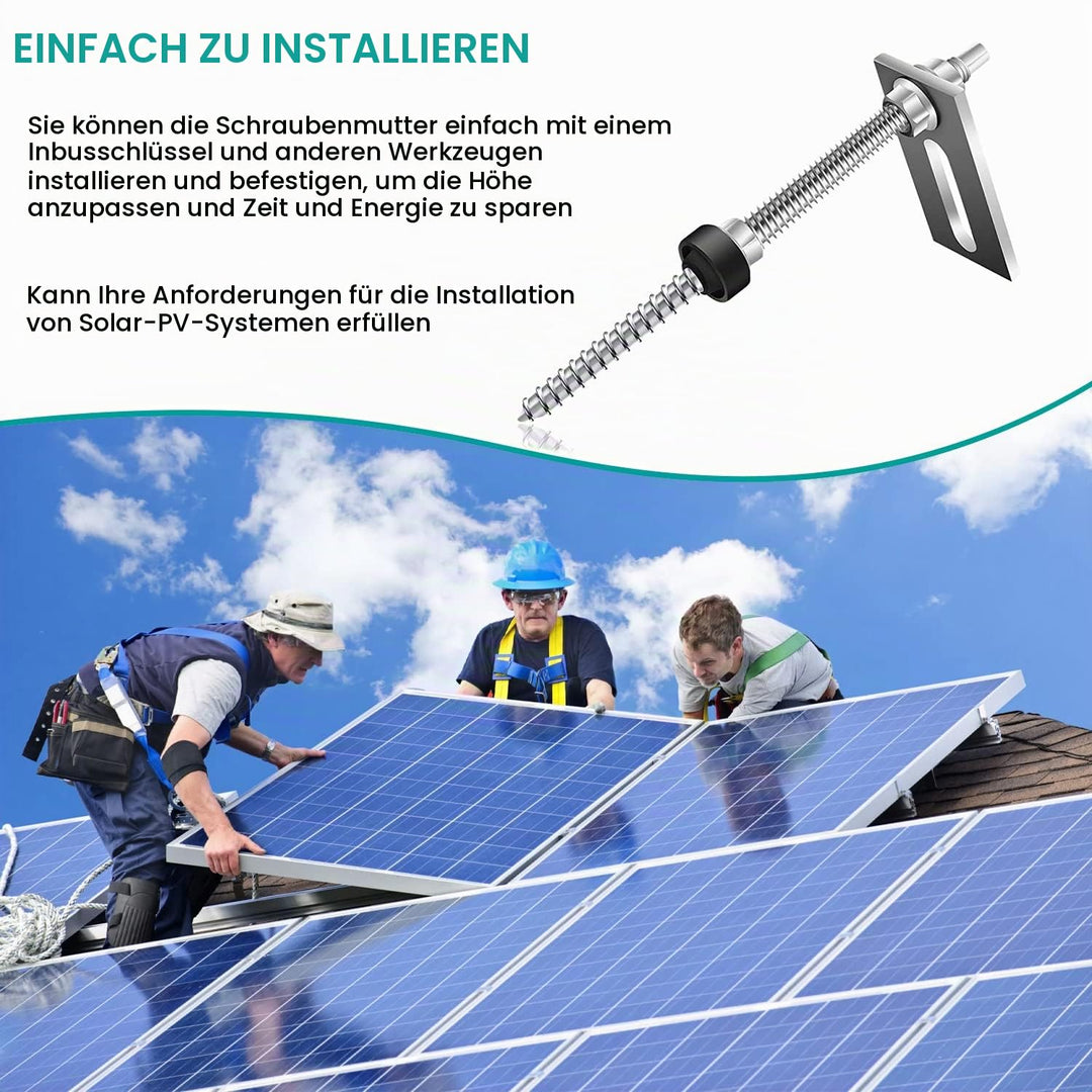16 Stück Stockschrauben M10 x 200mm, Stockschrauben PV Anlage 304 Edelstahl Dichtung Sperrzahnmutter