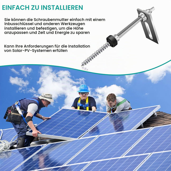 16 Stück Stockschrauben M10 x 200mm, Stockschrauben PV Anlage 304 Edelstahl Dichtung Sperrzahnmutter